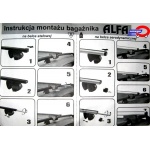 Bagażnik na relingi Amos ALFA AERO ALU 1,3m (4 łapy + 2 belki aluminiowe 130cm + 4 zamki)