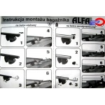 Bagażnik na relingi Amos ALFA AERO ALU 1,2m (4 łapy + 2 belki aluminiowe + 4 zamki)